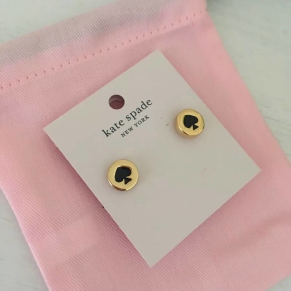 kate spade Jewelry - Kate Spade “Spade” Earrings Stud Black Gold